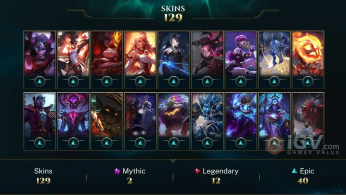 [D62] NA/EUW/OCE/JP/ 159 heroes / 129skins /  Instant Delivery/ Can change bound email and password/Can be transferred to any server