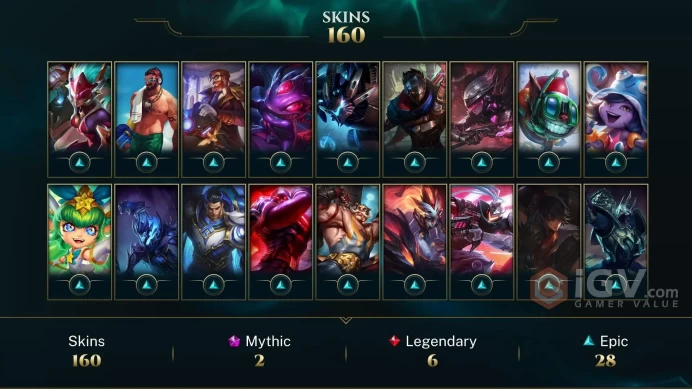 [D63] NA/EUW/OCE/JP/ 150 heroes / 160skins /  Instant Delivery/ Can change bound email and password/Can be transferred to any server