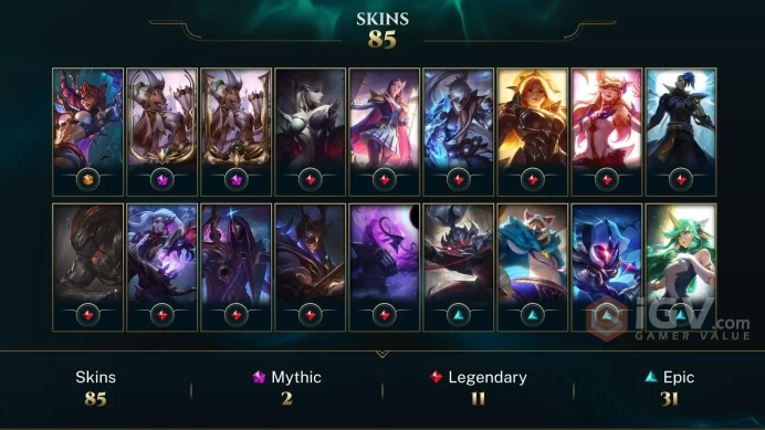 EUW EMAIL CHANGEABLE HONOR 5 141 CHAMPIONS 85 SKINS Prestige Bewitching Miss Fortune 2X Soul Fighter Samira