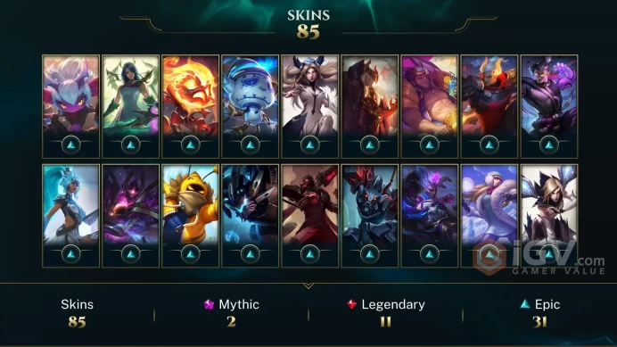 EUW EMAIL CHANGEABLE HONOR 5 141 CHAMPIONS 85 SKINS Prestige Bewitching Miss Fortune 2X Soul Fighter Samira