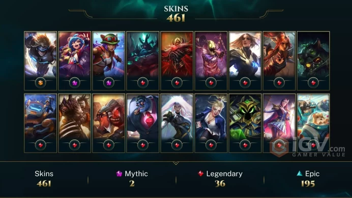 [D80] NA/EUW/OCE/JP/ 172 heroes / 461skins /  Instant Delivery/ Can change bound email and password/Can be transferred to any server