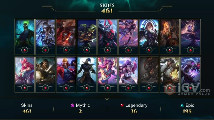 [D80] NA/EUW/OCE/JP/ 172 heroes / 461skins /  Instant Delivery/ Can change bound email and password/Can be transferred to any server