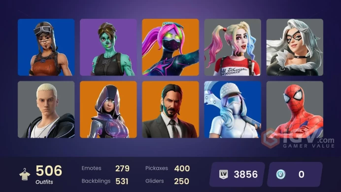  [PC/PSN/XBOX] 506 skins | Glow | Chun-Li | Lara Croft | Candy Axe |  133+ Competetive Items| Verve | Reaper Axe | Laugh It Up
