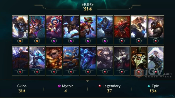 [D95] NA/EUW/OCE/JP/ 172 heroes / 314skins /  Instant Delivery/ Can change bound email and password/Can be transferred to any server