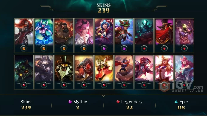  [D96] NA/EUW/OCE/JP/ 172 heroes / 239skins /  Instant Delivery/ Can change bound email and password/Can be transferred to any server