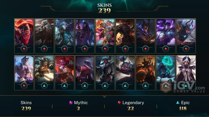  [D96] NA/EUW/OCE/JP/ 172 heroes / 239skins /  Instant Delivery/ Can change bound email and password/Can be transferred to any server