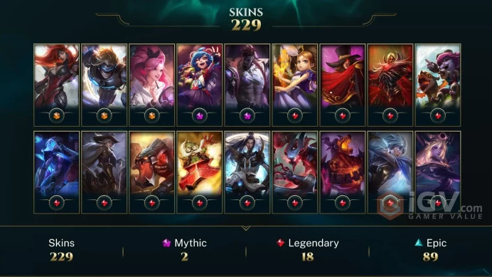 [D98] NA/EUW/OCE/JP/ 172 heroes / 229skins /  Instant Delivery/ Can change bound email and password/Can be transferred to any server