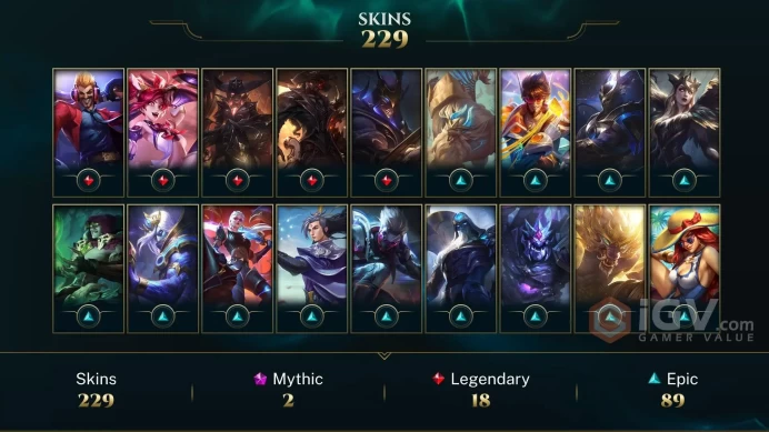 [D98] NA/EUW/OCE/JP/ 172 heroes / 229skins /  Instant Delivery/ Can change bound email and password/Can be transferred to any server