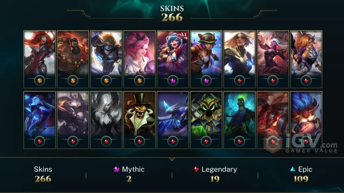[D101] NA/EUW/OCE/JP/ 172 heroes / 266skins /  Instant Delivery/ Can change bound email and password/Can be transferred to any server