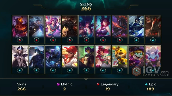 [D101] NA/EUW/OCE/JP/ 172 heroes / 266skins /  Instant Delivery/ Can change bound email and password/Can be transferred to any server
