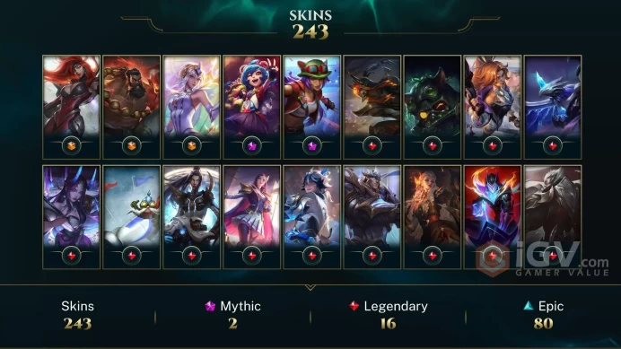  [D109] NA/EUW/OCE/JP/ 172 heroes / 243skins /  Instant Delivery/ Can change bound email and password/Can be transferred to any server