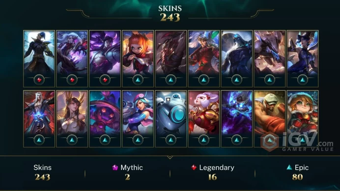  [D109] NA/EUW/OCE/JP/ 172 heroes / 243skins /  Instant Delivery/ Can change bound email and password/Can be transferred to any server