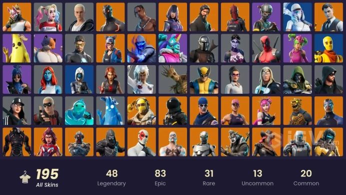 [PC] 194 skins | Eon | IKONIK | The Reaper | Glow | Elite Agent | Travis Scott | OG STW | Take the L | Candy Axe | 	Y295