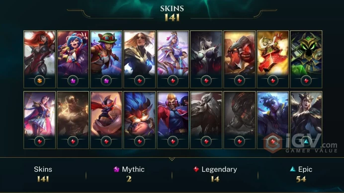 [D130] NA/EUW/OCE/JP/ 150 heroes / 141skins /  Instant Delivery/ Can change bound email and password/Can be transferred to any server