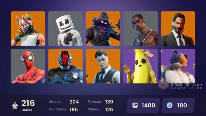 216 skins/full access/travis scott/og paradigma/deluxe stw/rambunctious/zombie shambles/it's complicated/spike