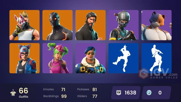 66 skins/full access/the reaper/royale bomber/take the l/mako/battle bus banner/elite agent/blue team leader
