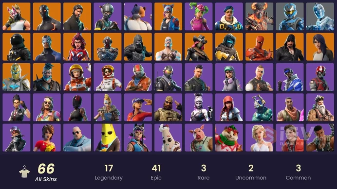 66 skins/full access/the reaper/royale bomber/take the l/mako/battle bus banner/elite agent/blue team leader