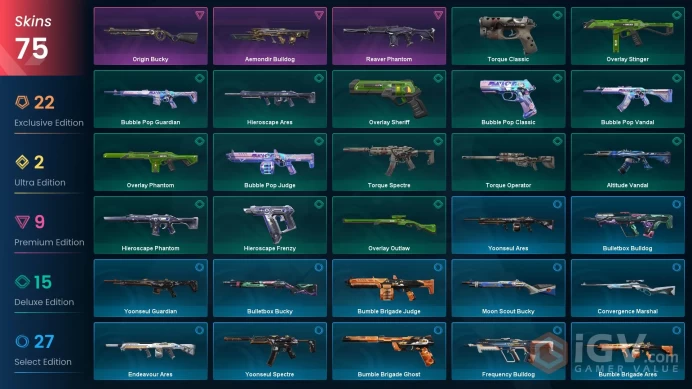 EU/TUR 75340 VP VCT 2025 Karambit Protocol 781-A Sheriff RGX 11z Pro Vandal Prime Vandal Sovereign Guardian Reaver Phantom Equilibrium Reaver Ka