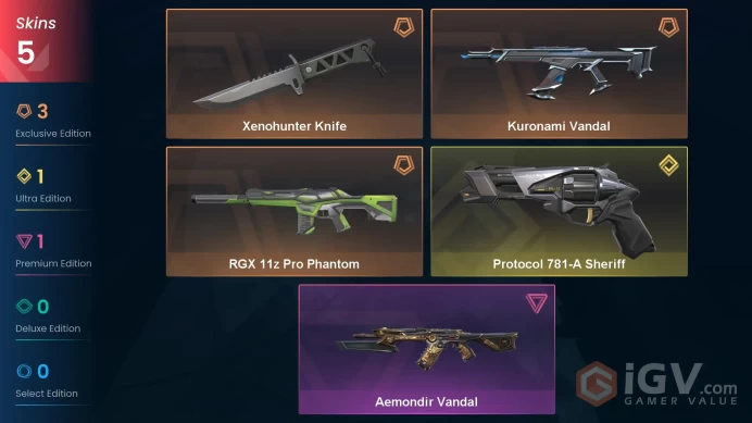 Eu-Europe | Xenohunter Knife | Kuronami Vandal | Aemondir Vandal | RGX 11z Pro Phantom | Protocol 781-A Sheriff | 4 Skins | Level 20 | Full Acc