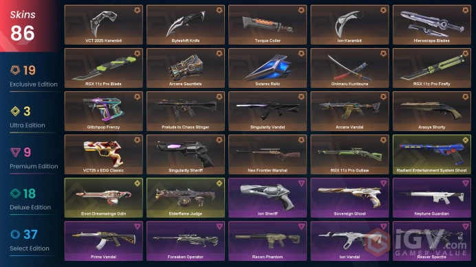 NA/USA 71740 VP VCT 2025 Karambit Evori Dreamwings Odin VCT25 x EDG Classic Prelude to Chaos Stinger Reaver Spectre Recon Phantom Prime Vandal