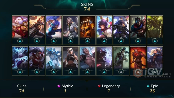 【LAN 】Level 334 150 Champ/ 74 Skins Full Access High Quality Account Instant Delivery️