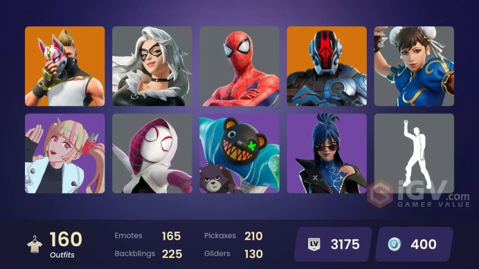 (PC PSN XBOX) 160 skins | Valeria | The Origin | Calamity | Joltara | The Ageless | Twyn | Hades | Drift | Paradigm (Reality-659) | Ronin | The 