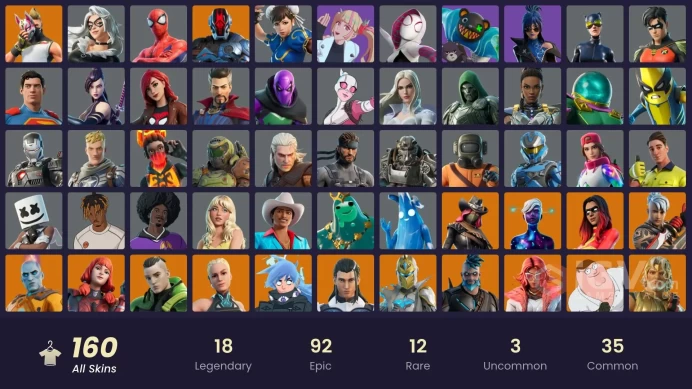 (PC PSN XBOX) 160 skins | Valeria | The Origin | Calamity | Joltara | The Ageless | Twyn | Hades | Drift | Paradigm (Reality-659) | Ronin | The 