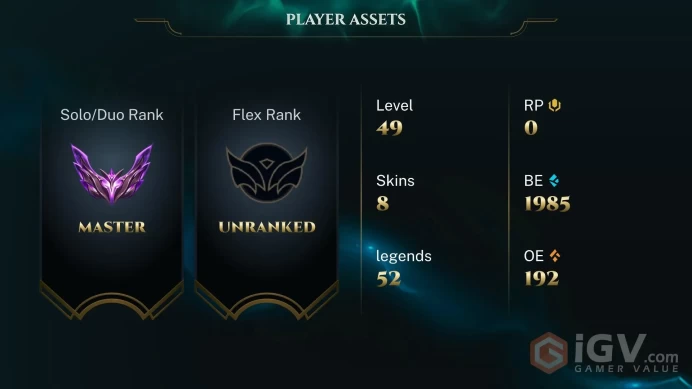 EUW / S16 MASTER (182LP) / 52 CHAMPS / 8 SKINS / 92W/35L / 70%+WR / HONOR 5 / CHANGEABLE EMAIL / 5 MIN. 24/7 DELIVERY #L1/106026N8