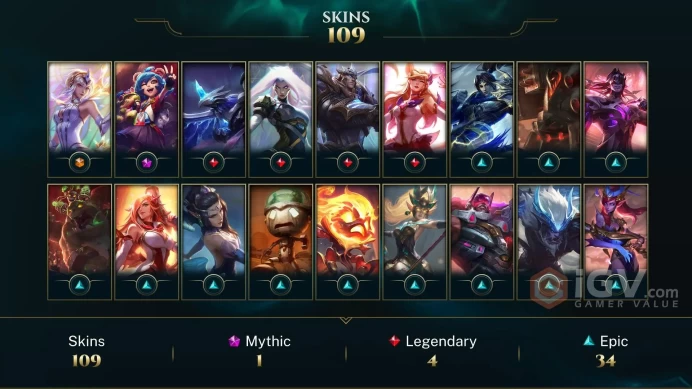 [D111] NA/EUW/OCE/JP/ 164 heroes / 109skins /  Instant Delivery/ Can change bound email and password/Can be transferred to any server