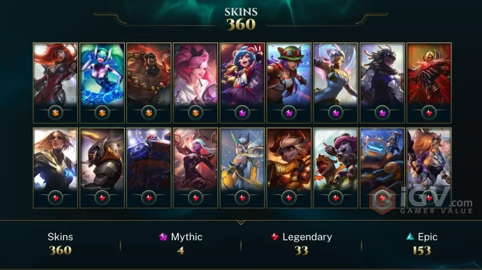 [D138] NA/EUW/OCE/JP/ 172 heroes / 360skins /  Instant Delivery/ Can change bound email and password/Can be transferred to any server