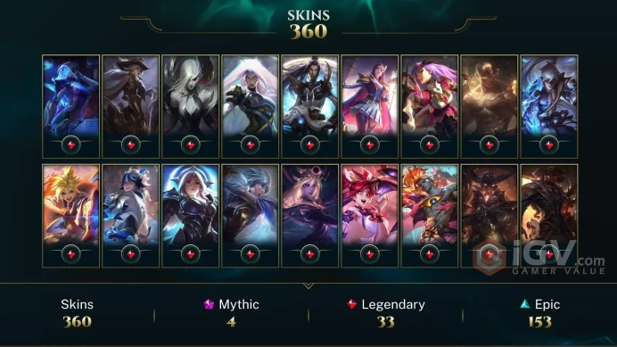 [D138] NA/EUW/OCE/JP/ 172 heroes / 360skins /  Instant Delivery/ Can change bound email and password/Can be transferred to any server