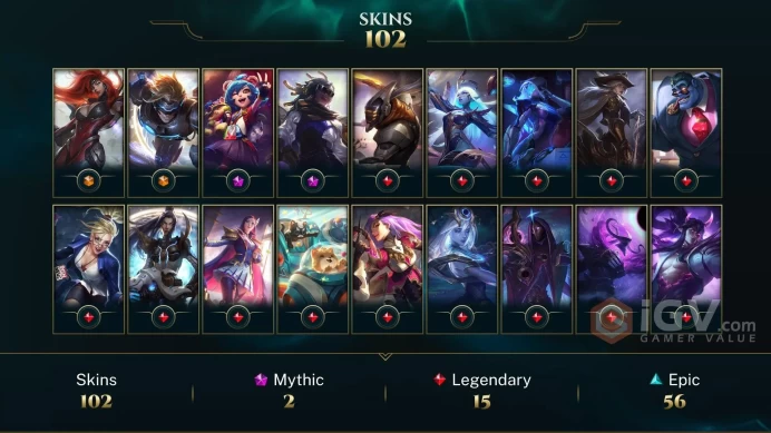 NA EMAIL CHANGEABLE 70 CHAMPIONS 102 SKINS Prestige True Damage Senna Gun Goddess MF PF Ezreal