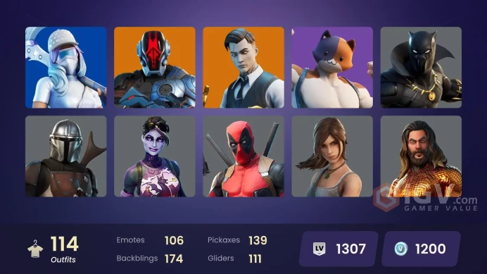 [Code 9785] [PC] 114 skins | Gold Midas | Tart Tycoon | The Foundation | Predator | Calamity | Ronin | Gear Specialist Maya | Spectra Knight | 