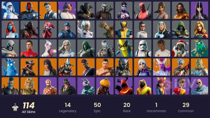 [Code 9785] [PC] 114 skins | Gold Midas | Tart Tycoon | The Foundation | Predator | Calamity | Ronin | Gear Specialist Maya | Spectra Knight | 