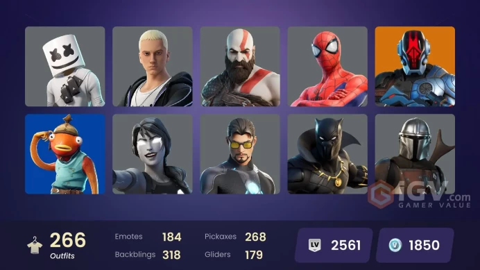 [PC/PSN/XBOX/Nintendo]  266 skins F/A :  Leviathan Axe | Gold Kratos | Master Chief (Matte Black) | Victor Elite | Black Adam | FNCS Champion Se