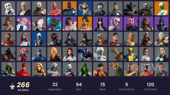 [PC/PSN/XBOX/Nintendo]  266 skins F/A :  Leviathan Axe | Gold Kratos | Master Chief (Matte Black) | Victor Elite | Black Adam | FNCS Champion Se