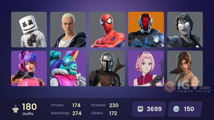 (PC PSN XBOX) 180 skins | Master Chief | Lina Scorch | Subzero Cryptic | The Origin | Malik | Spire Assassin | The Cube Queen | Alli | Oppressor