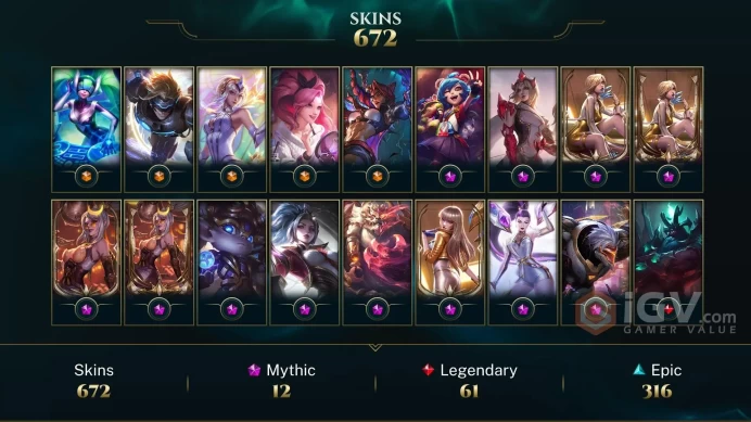 672 SKIN | DIAMOND IV | 914 LVL | 151K+ BE | MAIL CHANGEABLE LEAGUE OF LEGENDS ACCOUNTS