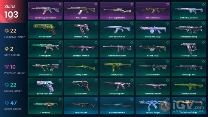 EU/TUR 80195 VP 103 SKINS VCT 2025 Karambit Prime//2.0 Karambit Evori Dreamwings Vandal ChronoVoid Vandal Primordium Vandal Ruination Ghost