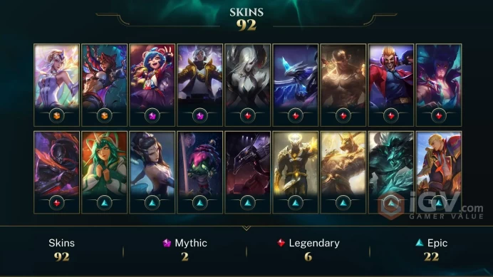 【LAN 】Level 289    140 Champ/ 92 Skins   Full Access  High Quality Account  Instant Delivery️