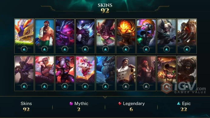 【LAN 】Level 289    140 Champ/ 92 Skins   Full Access  High Quality Account  Instant Delivery️