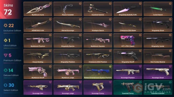 EU/TUR 71890 VP Champions 2024 Blade Champions 2024 Phantom Mystbloom Bundle Mystbloom Phantom Reaver Karambit Eternal Sovereign Singularity