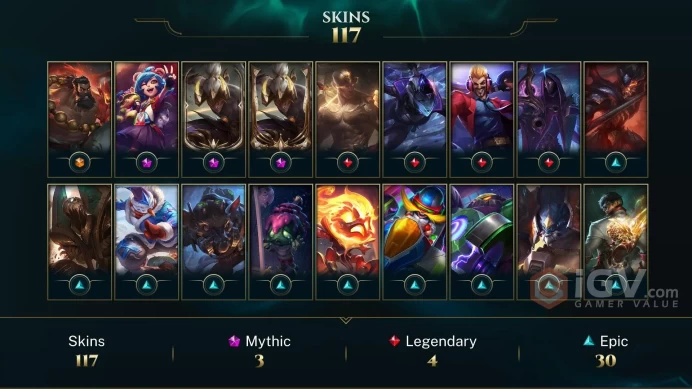NA EMAIL CHANGEABLE 134 CHAMPIKONS 117 SKINS Prestige Nightbringer Lee Sin 2X LAST PLAY 2024