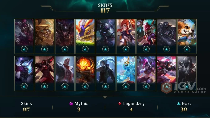 NA EMAIL CHANGEABLE 134 CHAMPIKONS 117 SKINS Prestige Nightbringer Lee Sin 2X LAST PLAY 2024
