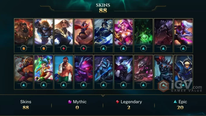 【LAN 】Level 48    150 Champ/ 88 Skins  Full Access  High Quality Account  Instant Delivery️