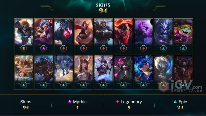 【LAN 】Level 303    150 Champ/ 94 Skins   Full Access  High Quality Account  Instant Delivery️