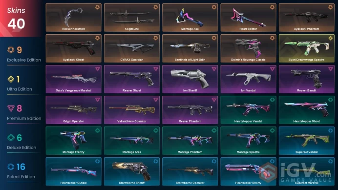 EU/Turk | 40 Skins | Reaver Karambit + Ion Vandal + Ayakashi Collection | Email Changeable