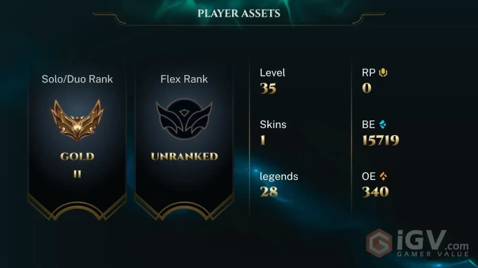 Current Rank : gold 2 unverified OLD HAND 【ME SERVER】2019-2022 Year NO BANS LVL 30+ Full Access Instant Delivery 28 Champions BE 15000+