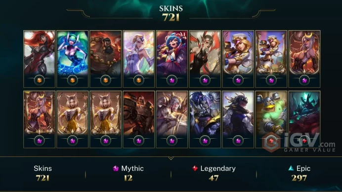 EUNE | 721 SKIN | DIAMOND II | 427 LVL | 44K+ BE | MAIL CHANGEABLE LEAGUE OF LEGENDS ACCOUNT