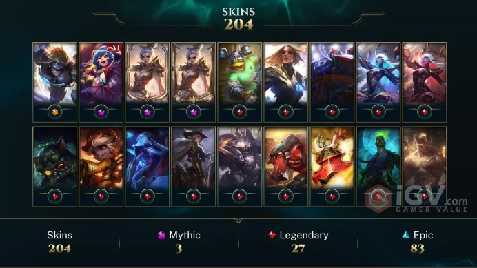[D30] NA/EUW/OCE/JP/ 123 heroes / 204skins /  Instant Delivery/ Can change bound email and password/Can be transferred to any server
